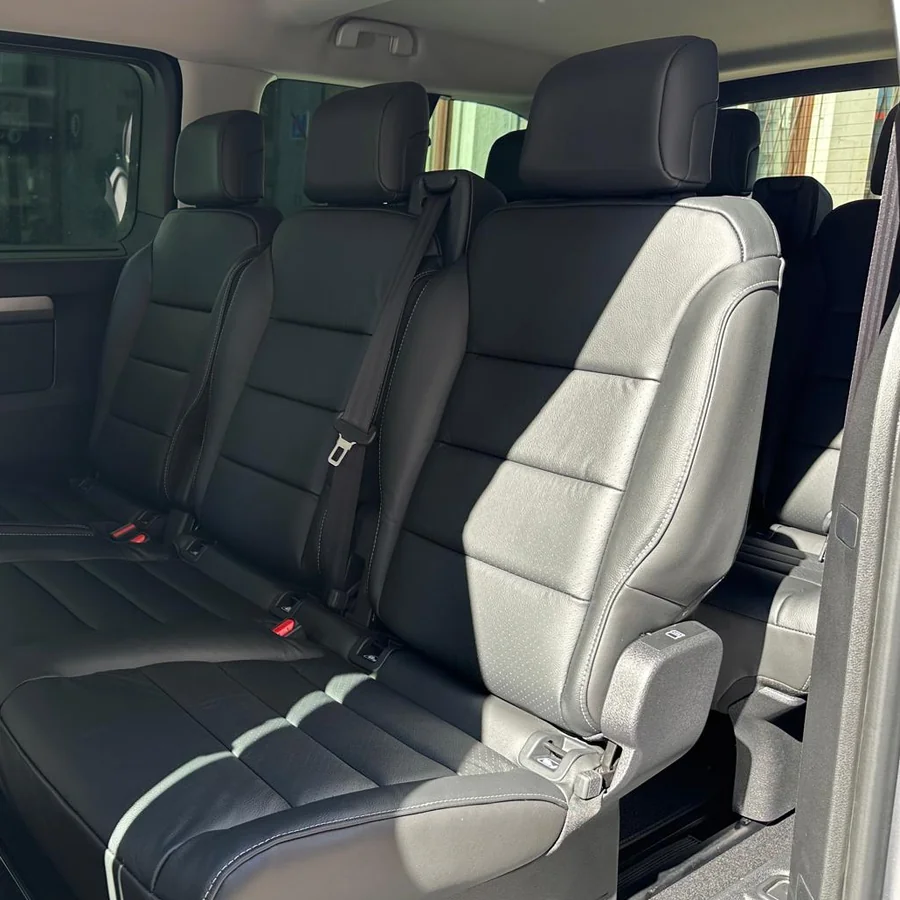 Leather passenger seats inside the Movira Transfers SpaceTourer VIP Business 2026 van