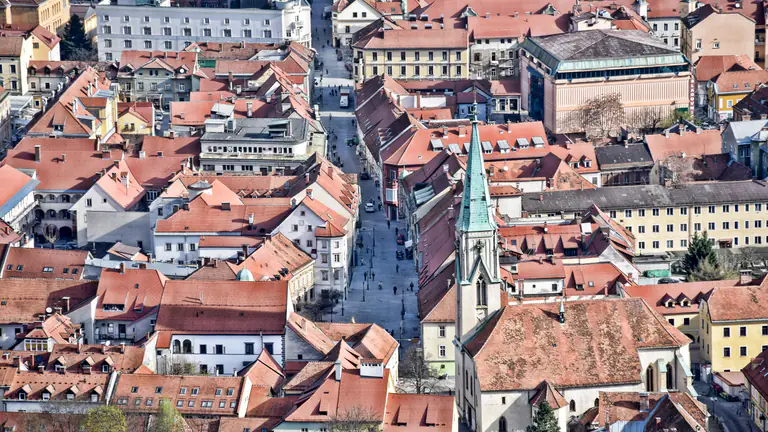 Historic centre and cathedral rooftops in Celje