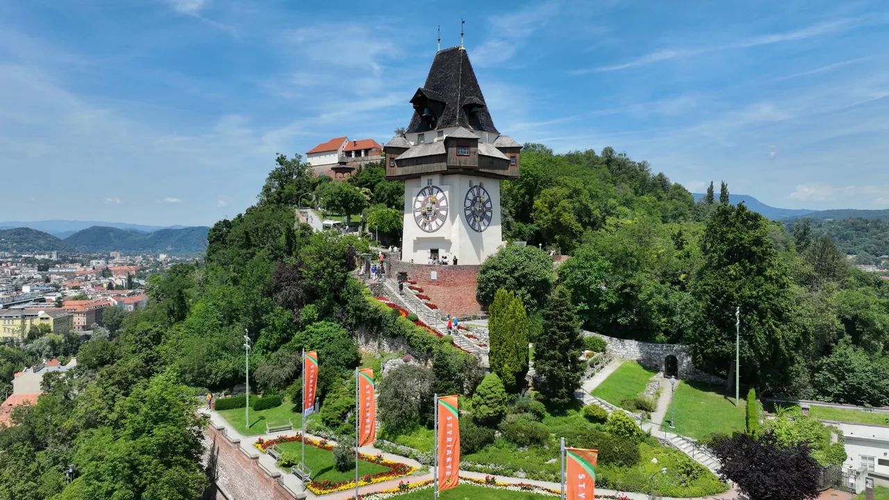 The Uhrturm on Schlossberg overlooking Graz