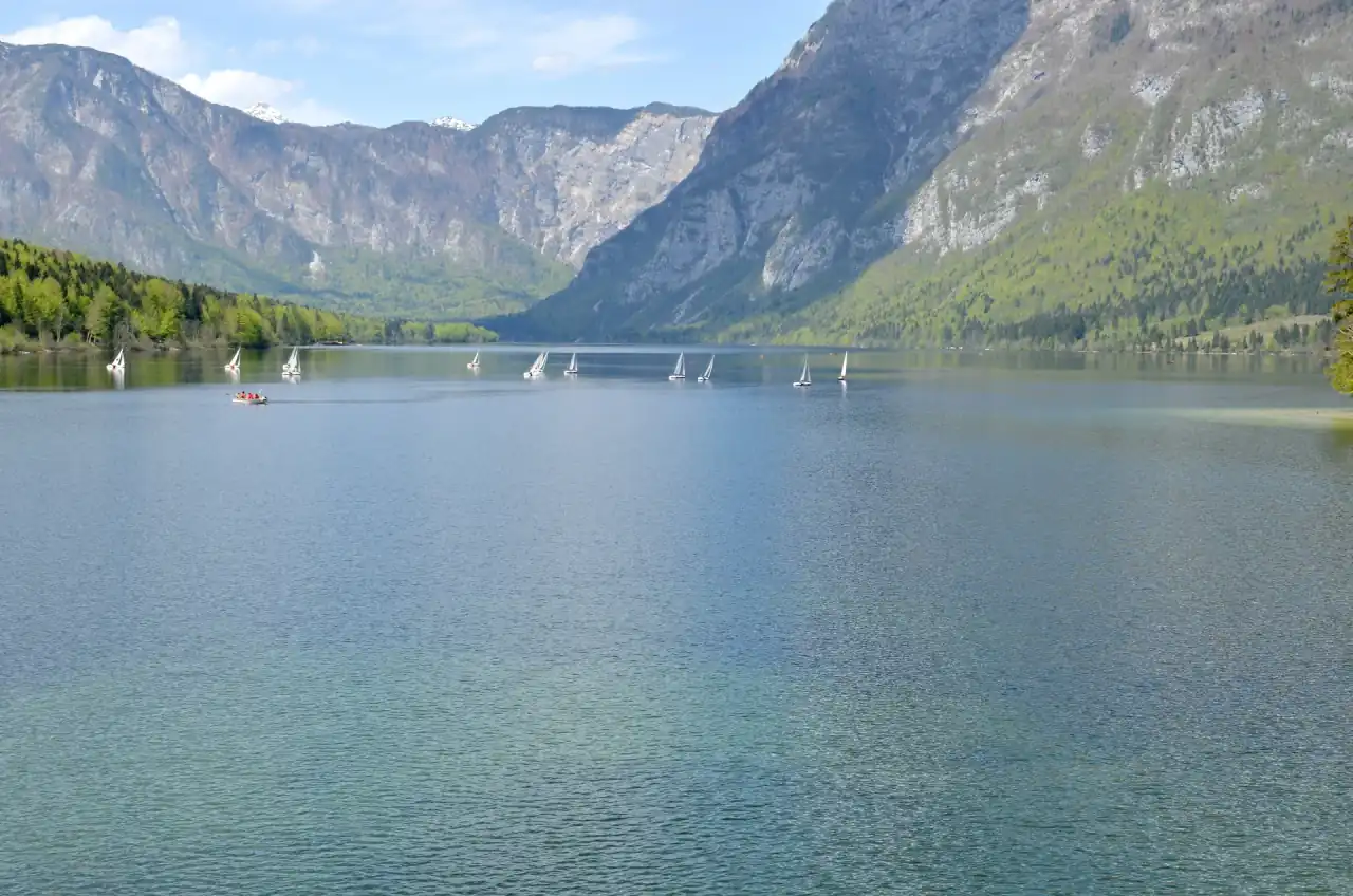 Lake Bohinj and the Julian Alps in Slovenia