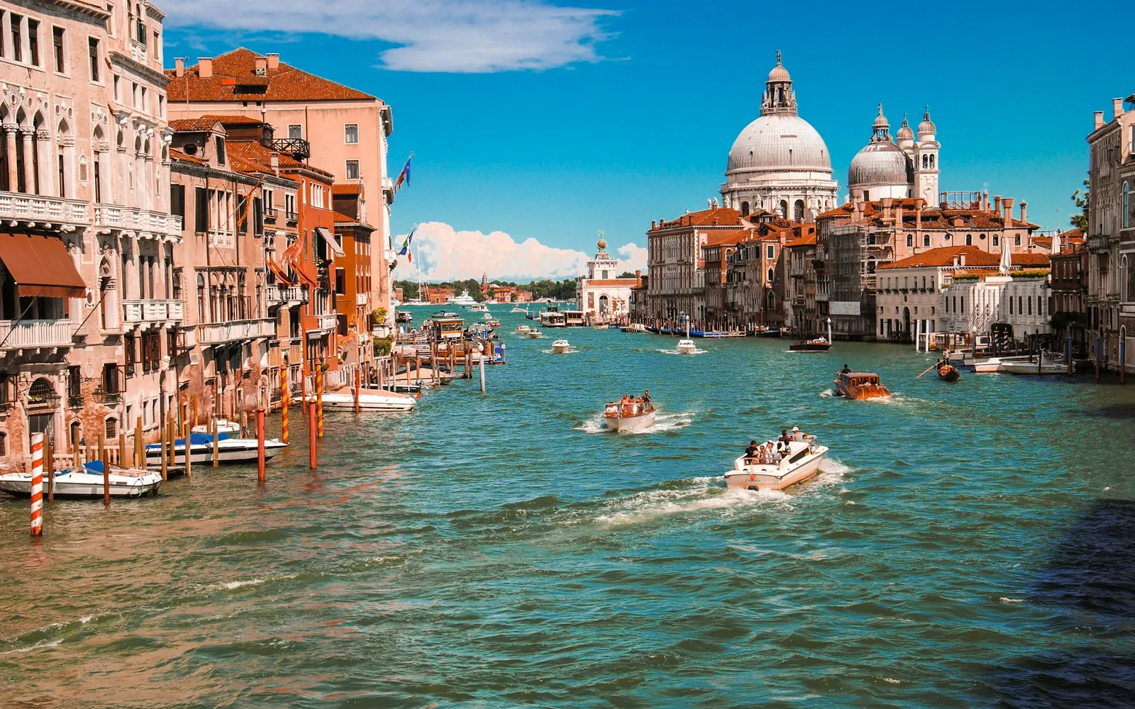 Grand Canal in Venice with historic waterfront buildings and boats