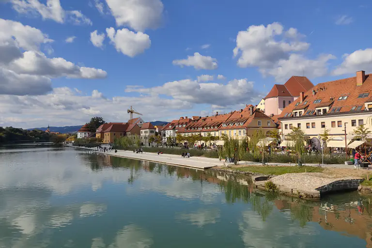 Lent waterfront beside the Drava River in Maribor