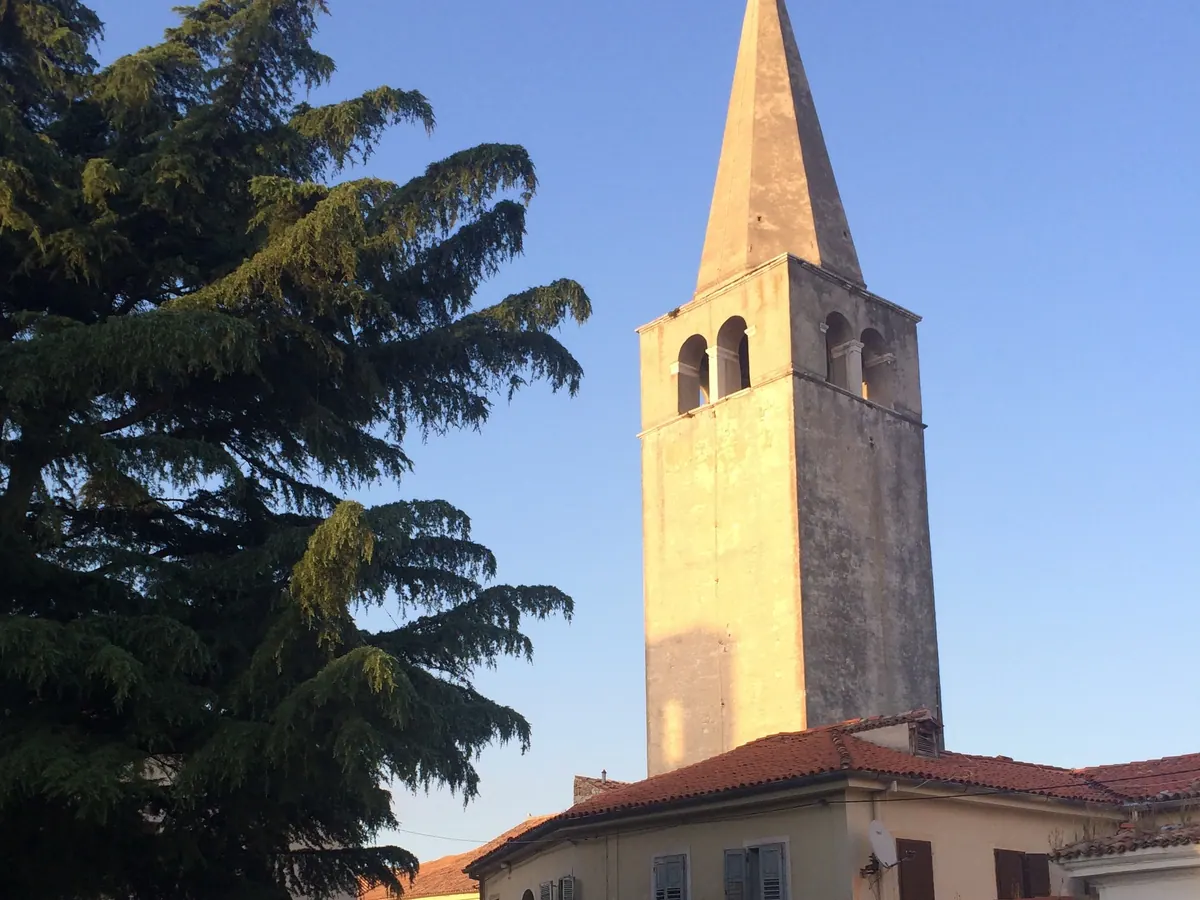 Bell tower of the Euphrasian Basilica in historic Poreč