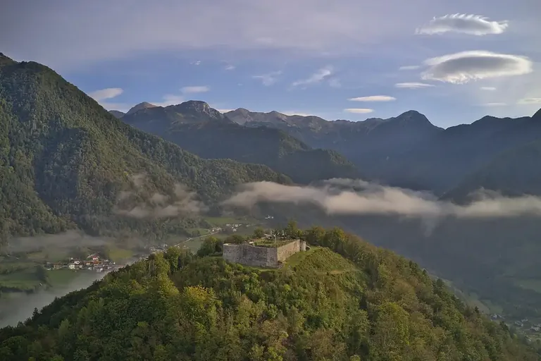 Tolmin Castle on Kozlov Rob above Tolmin, Slovenia